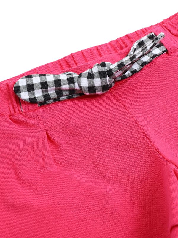 Girls White & Pink T-Shirt with Short Pants image number 5